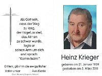 Krieger Heinz 21.01.1939 - 05.03.2011 SB