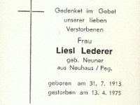 Lederer Liesl geb Neuner 31.07.1913-13.04.1975