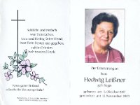 Leissner Hedwig geb Regn 05.10.1927-12.11.2003