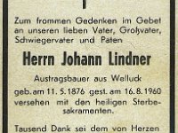 Lindner Johann 11.05.1876-16.08.1960
