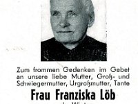 Loeb Franziska geb Winter 15.12.1881 - 30.05.1964