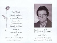 Marx Marie Ziegler 07.03.1949-05.02.2010