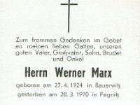 Marx Werner 27.04.1924-20.03.1970