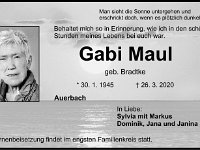 Maul Gabi geb. Bradtke 30.01.1945 - 26.03.2020 SA