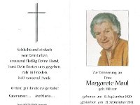Maul Margarete geb. Hiltner 08.09.1920 - 21.09.2001 SB