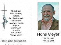 Meyer Hans 16.03.1942 - 06.12.2016