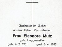 Mutz Eleonore geb Haggenmiller 06.02.1901-03.04.1985