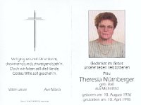 N�rnberger Theresia geb Rass 10.08.1936-10.04.1998