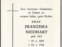 Neidhart Franziska geb Keil 19.05.1881 - 24.01.1969