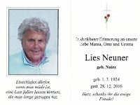 Neuner Lies geb Nairz 01.03.1924 - 28.12.2016