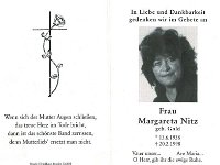 Nitz Margareta geb. Gold 13.06.1938 - 20.02.1998