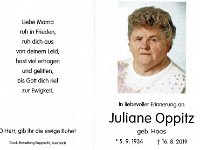 Oppitz Juliane geb. Haas 05.09.1934 - 16.08.2019