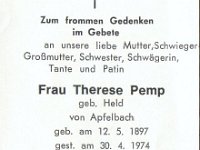 Pemp Therese geb Held 12.05.1897-30.04.1974