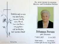 Persau Johanna geb Zitzmann 14.12.1927 - 04.04.2021 SB