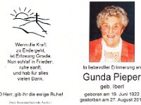 Pieper Gunda geb. Iberl 19.06.1922-27.08.2015