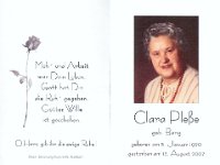 Plesse Clara geb Barg 05.01.1920-13.08.2007