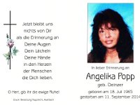 Popp Angelika geb. Deinzer 18.07.1965-11.09.2014