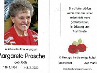 Prosche Margareta geb. Goetz 18.01.1934 - 05.02.2020