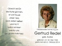 Redel Gertrud geb Nuetzel 30.05.1935 - 02.10.2014