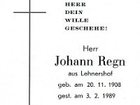 Regn Johann 20.11.1908 - 03.02.1989