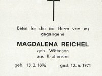 Reichel Magdalena geb Wittmann 13.02.1896-12.06.1971