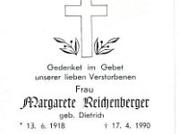 Reichenberger Margarete geb. Dietrich 13.06.1918 - 17.04.1990 SB