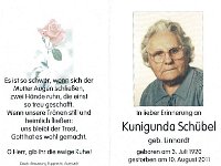 Sch�bel Kunigunda geb. Linhardt 03.07.1920 - 10.08.2011 SB