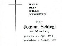 Schlegl Johann 24.04.1916 - 06.08.1988