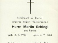 Schlegl Martin 08.05.1909-04.09.1984