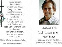 Schwemmer Susanne geb. Birner 12.0.1934 - 25.03.2012