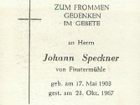 Speckner Johann 17.05.1903-23.10.1967