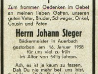 Steger Johann 1904-16.01.1958