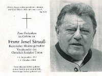 Strauss Franz-Josef 06.09.1915-03.10.1988 SB