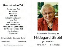 Strobl Hildegard geb. Hofmann 10.12.1947 - 16.11.2024 SB