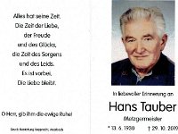 Tauber Hans 13.06.1930 - 29.10.2019