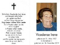 Vicedense Irene 01.03.1927-26.11.2019 SB