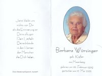 W�rzinger Barbara geb Kipfer 26.02.1909-27.05.2005