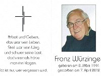 W�rzinger Franz 08.03.1944 - 07.04.2012 SB