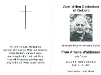 Waldmann Amalie geb. Ratzer 29.08.1908 - 31.08.1987 SB