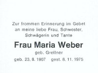 Weber Maria geb Grellner 23.08.1907-08.11.1975