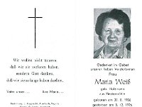 Wei� Maria geb. Holzmann 20.08.1906 - 08.12.1996 SB