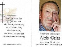 Weiss Alois 29.07.1932 - 21.12.2018