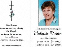 Wichtrei Mathilde geb. Habermann 15.07.1957 - 02.07.2016