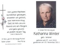 Winter Katharina geb. Leisner 27.06.1918 - 25.11.2011 SB