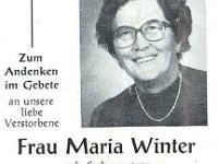 Winter Maria geb. Sachsenweger 17.03.1922 - 11.03.1989 SB
