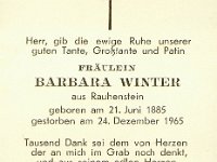 Winter Barbara 21.06.1885-24.12.1965  Meine Gro�tante