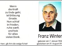 Winter Franz 07.01.1930-11.08.2015 SB
