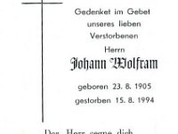 Wolfram Johann 23.08.1905 - 15.08.1994 SB