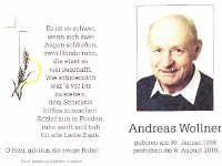 Wollner Andreas 30.01.1938 - 6.8.2010