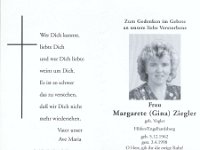 Ziegler Margarete geb Vogler 05.12.1962-03.04.1998